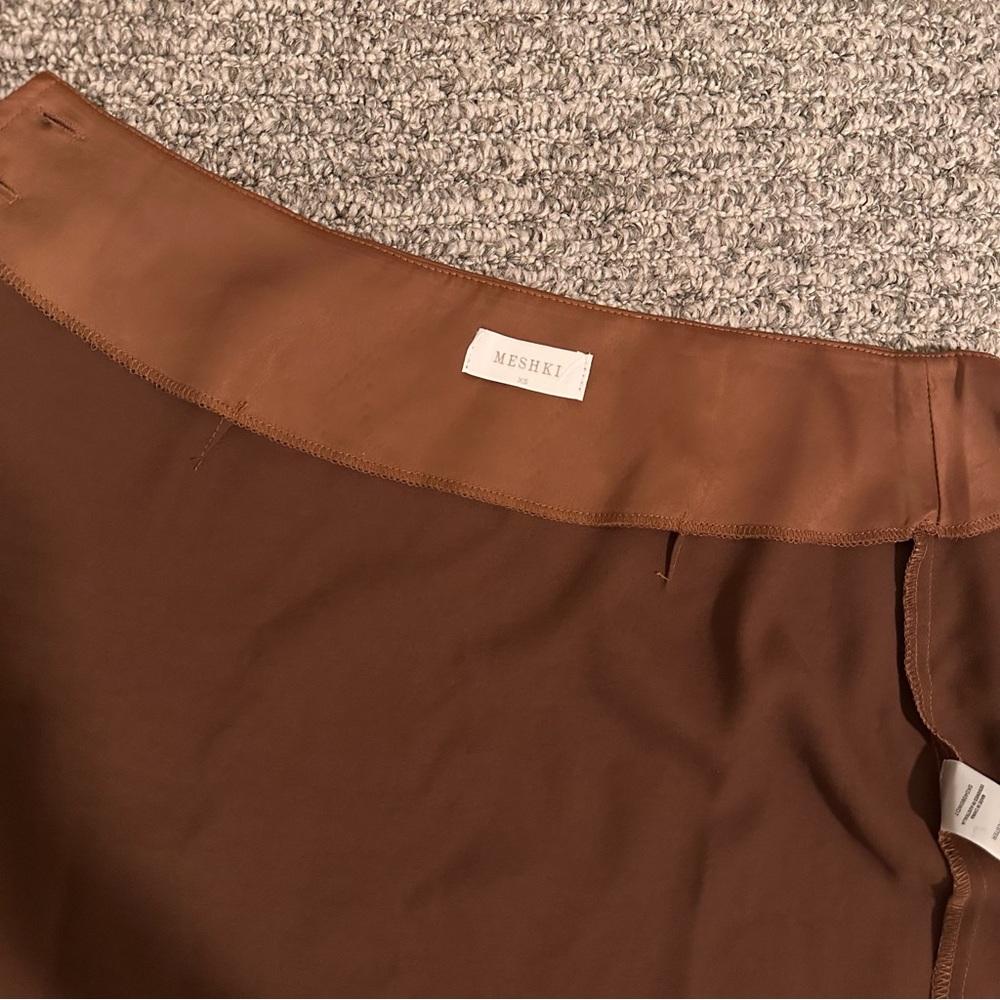 Meshki Brown Satin Mini Skirt - Picture 4 of 4
